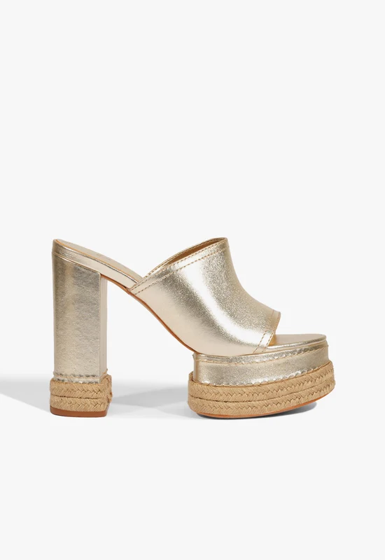 Darah Rope Metallic Leather Sandal 10.5 / Platinum / Metallic