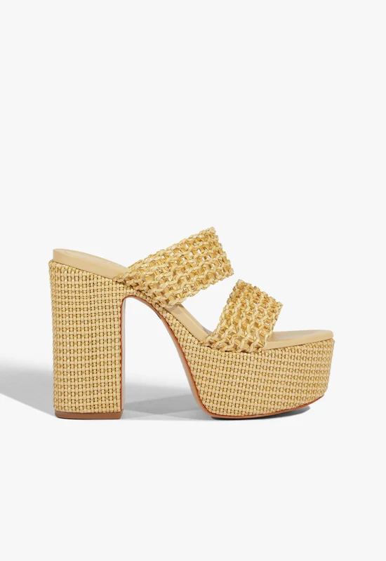 Aberdeen Platform Sandal 5.5 / Beige / Synthetic