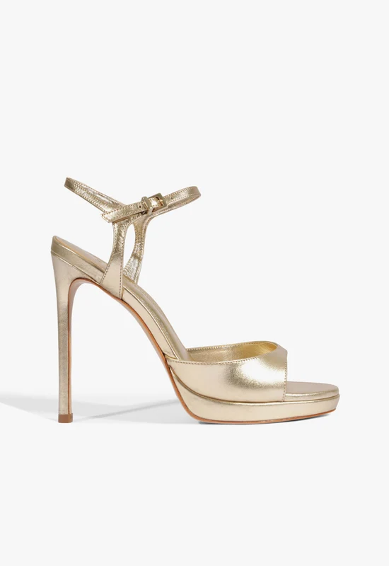 Scarlett Platform Leather Sandal 6.5 / Platinum / Metallic