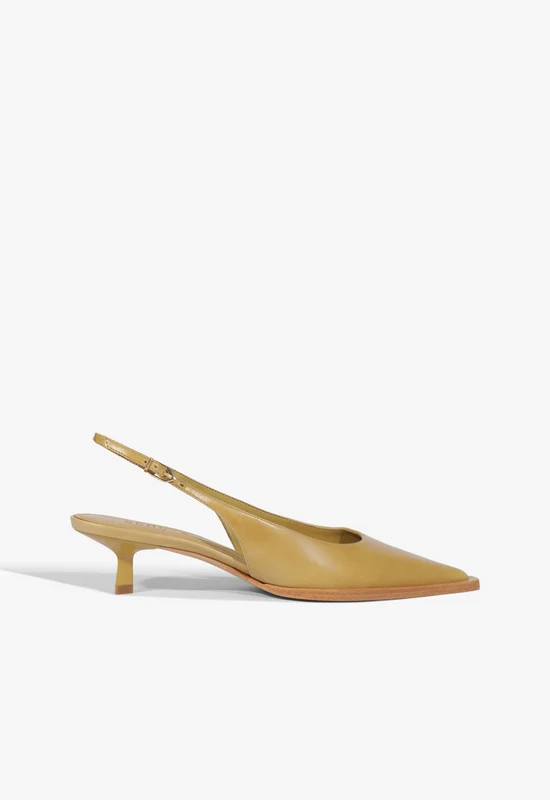 Daria Sling Leather Pump 6 / Ecru Olive / Leather