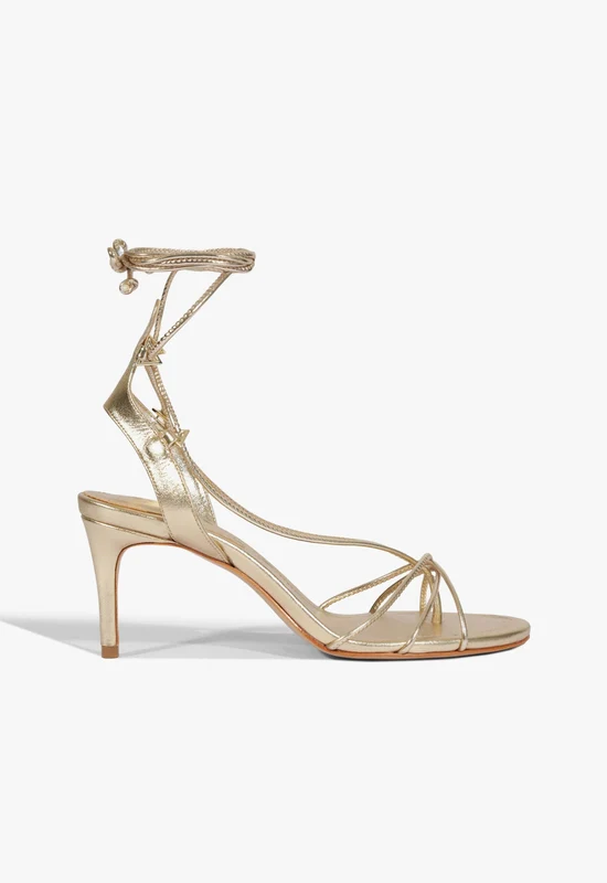 Demetria Mid Metallic Leather Sandal 9 / Platinum / Metallic