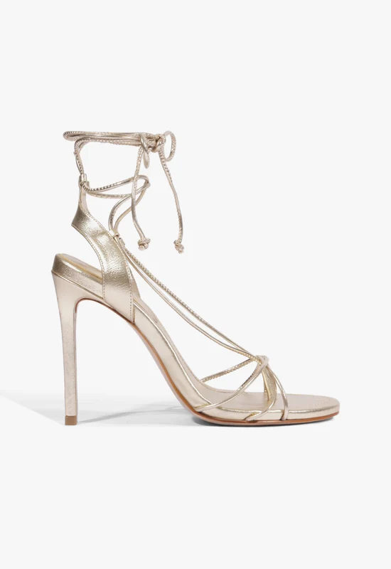 Demetria Metallic Leather Sandal 5 / Platinum / Metallic