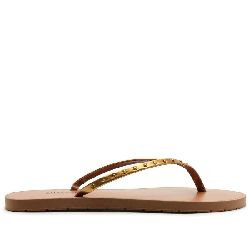 Sandalia Anacapri Rasteira Slim Tachas Bronze ECO ELEGANC - BRONZE - 37/8