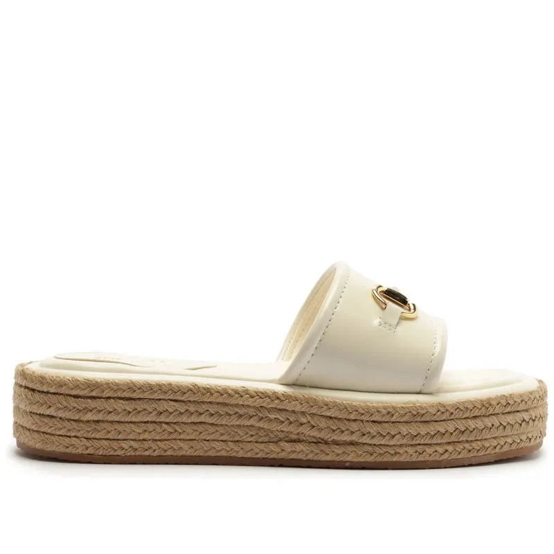 Tamanco Arezzo Branco Couro Flatform Corda Bridão TOURINO LEA - CREMA WHITE - 40