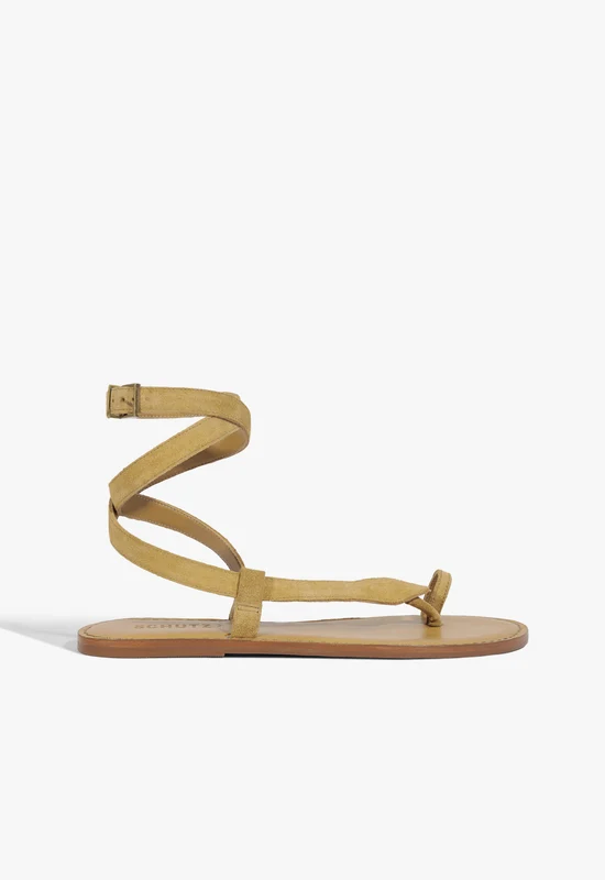 Cleo Suede Flat Sandal 9.5 / Ecru Olive / Suede