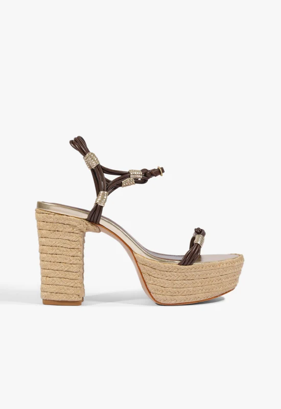 Nara Platform Sandal 7.5 / Root Brown / Leather