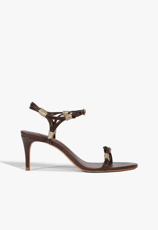 Nara Mid Leather Sandal 8 / Root Brown / Metallic