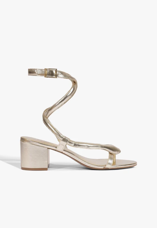 Cleo Metallic Leather Sandal 6 / Platinum / Metallic