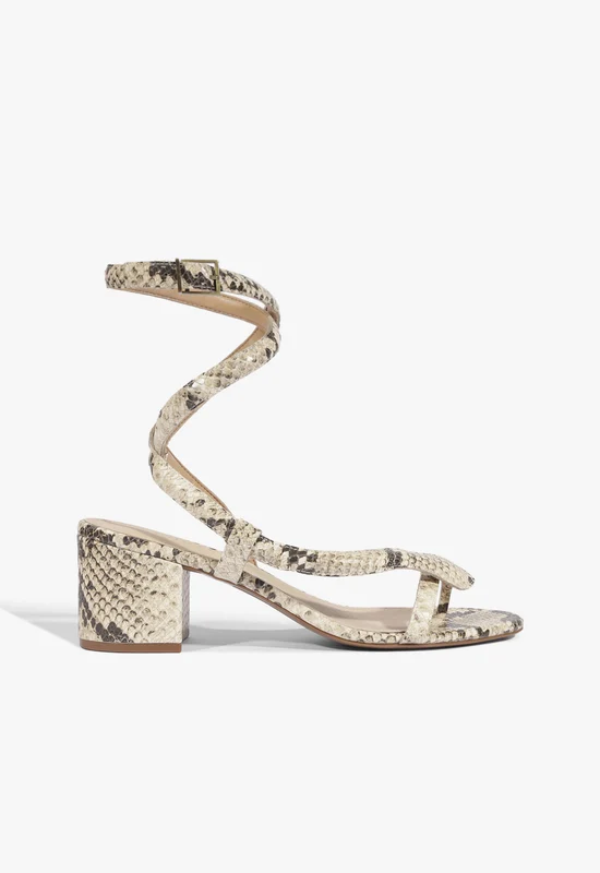 Cleo Snake Print Leather Sandal 7 / Animal Print / Leather
