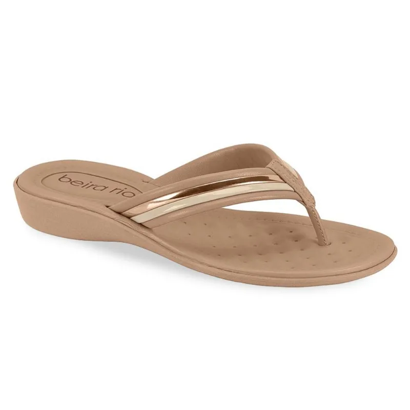 Tamanco Beira Rio Rasteira Verniz Premium Nude NUDE/BRANCO OFF/OURO ROSADO - 39
