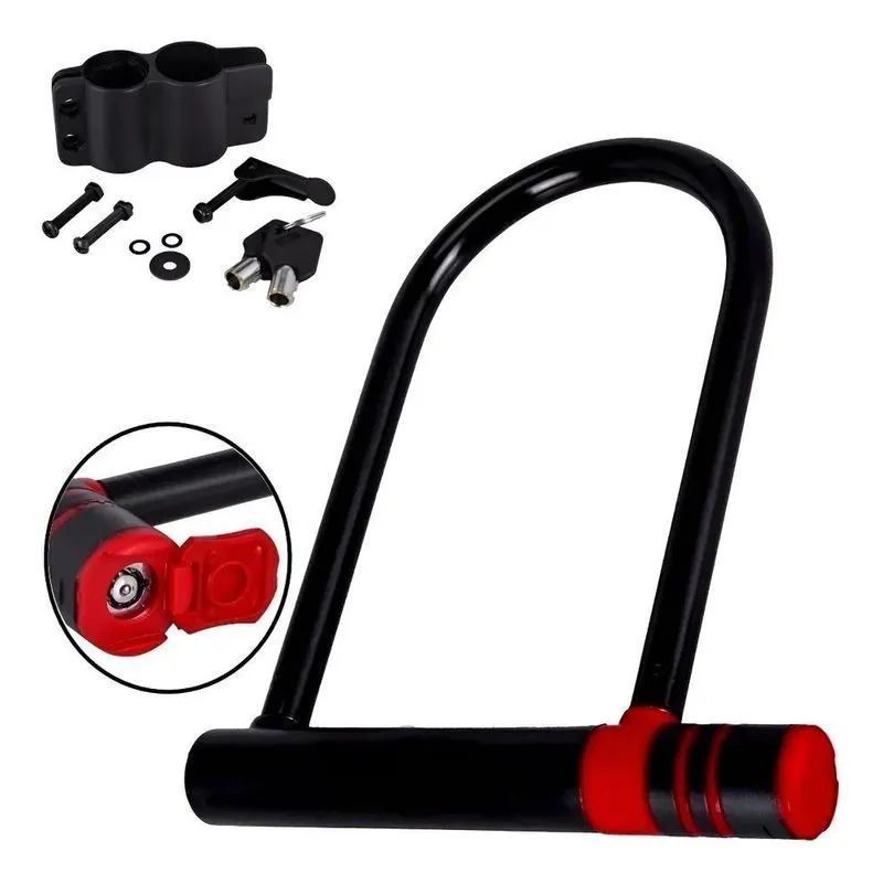 Cadeado U-lock Reforçado Chave Tetra Bike Moto Cor Preto