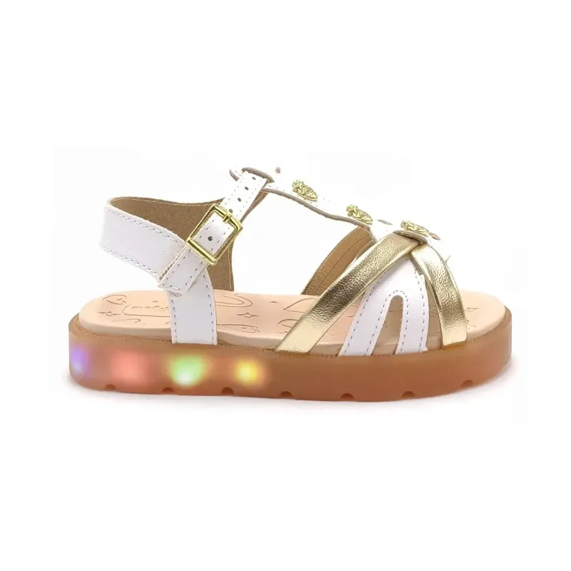 Sandália Casual Molekinha Led Infantil Branca 20