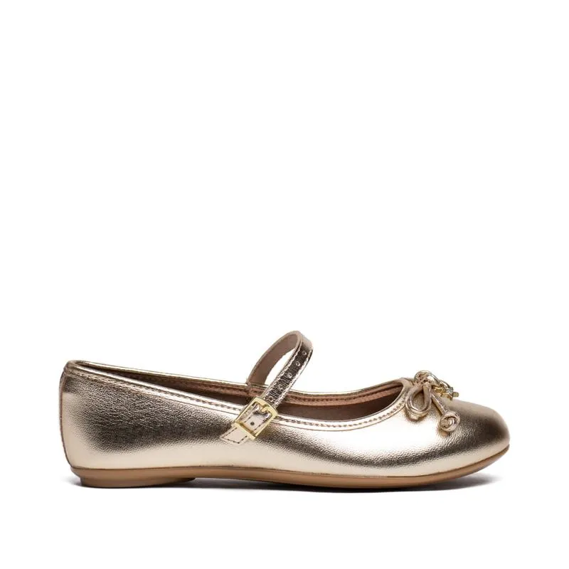 Sapatilha Infantil Molekinha Brilho Metalizado Dourado - 30