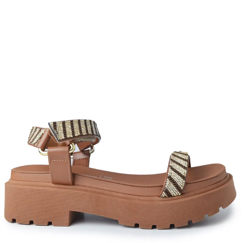 Sandália Tratorada Vizzano Feminina Salto Baixo Strass - Brilho 6499.103 30806 PELICA MOOCA 36