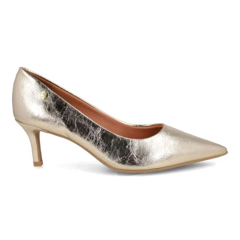 Scarpin Vizzano Salto Baixo Casual Dourado Feminino 39