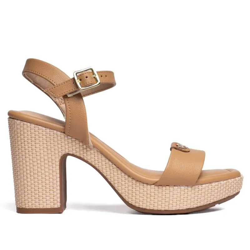 Sandália Feminina Modare Meia Pata Napa/Tramado Caramelo - 35