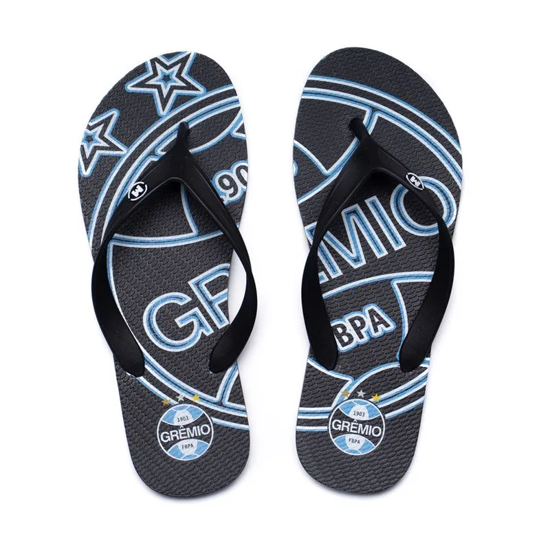 Chinelo Infantil Molekinho Grêmio PVC Preto/Azul - 28