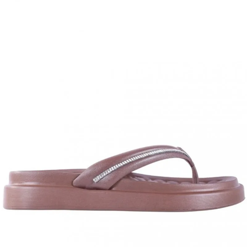 Chinelo Feminino Moleca com Aplicações de Brilho 5554,101 36 / Marrom