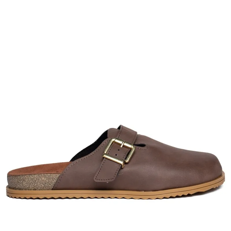 Mule Feminino Moleca Nobuck Fivela Casual Marrom - 36
