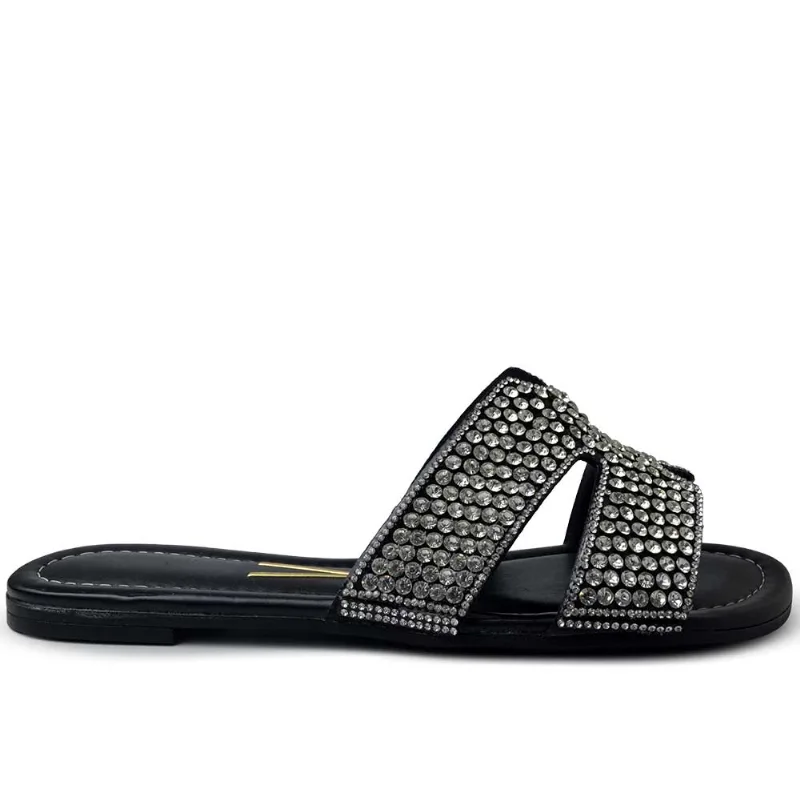 Sandália Rasteira Vizzano Feminina 6371.1005 30758 PRETO/CRISTAL 40