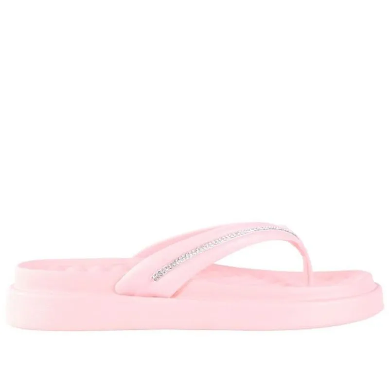 Chinelo Feminino Moleca com Aplicações de Brilho 5554,101 Salmao 36