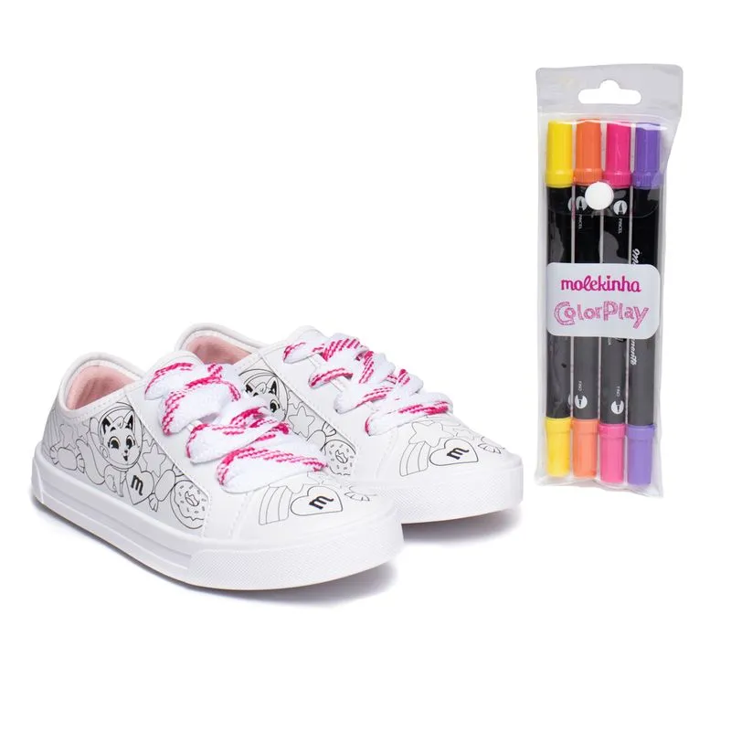 Tênis Infantil Molekinha Napa Color Play Branco - 30
