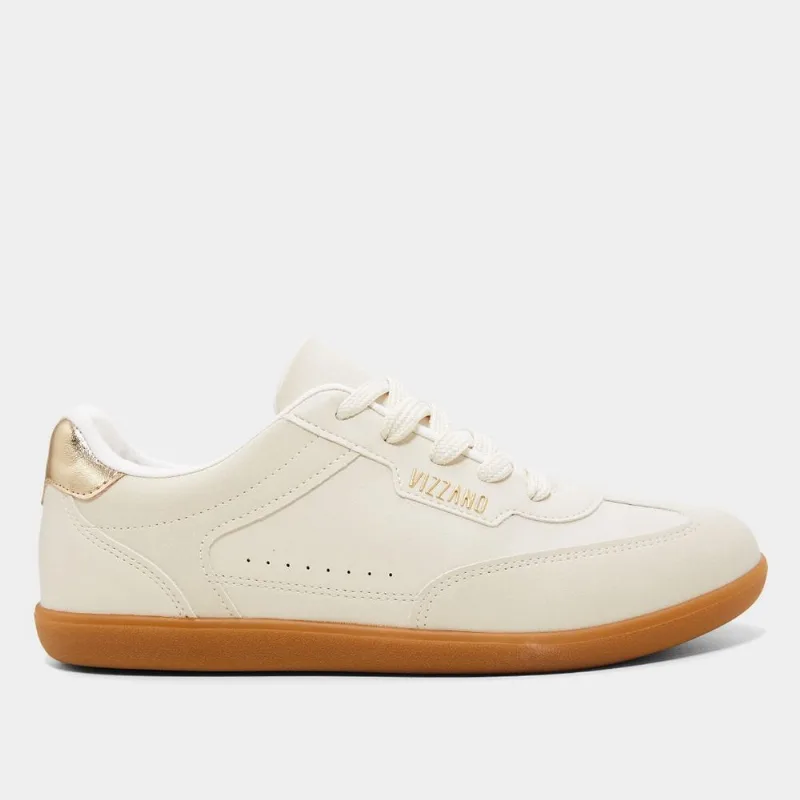 Tênis Vizzano Casual Feminino - Feminino - Branco+dourado