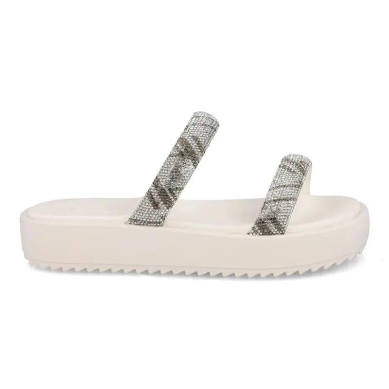 Tamanco Moleca Feminino Off White Tiras Casual 40