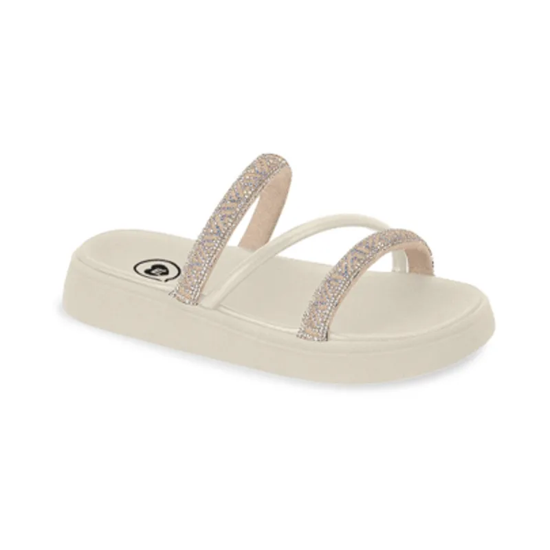 Sandália Papete Infantil Molekinha Casual Cristais Branco Off 36