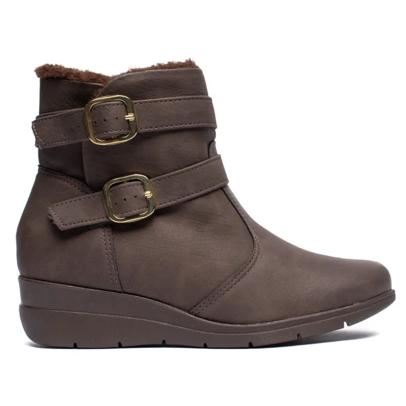 Bota Feminina Modare Anabela Cano Curto Marrom Escuro - 38