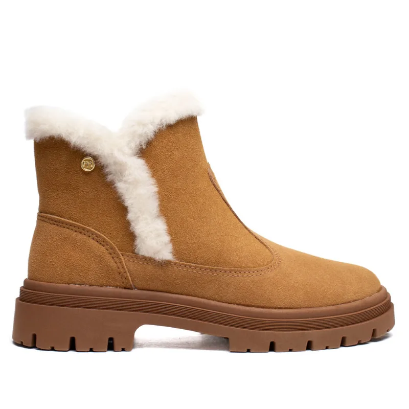 Coturno Feminino Moleca Camurção Pelo Inverno Caramelo - 39