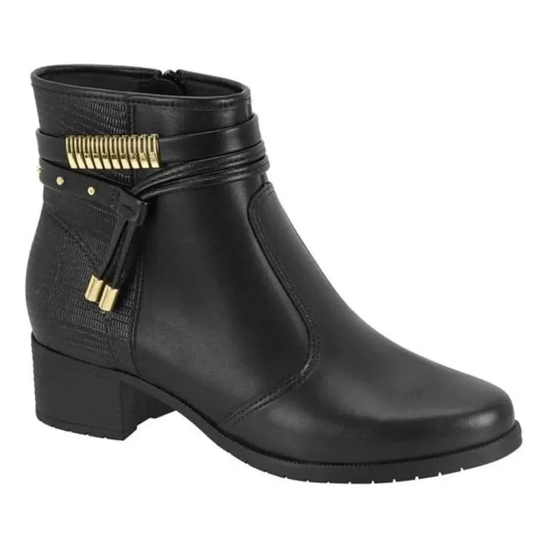 Bota Coturno Feminino Cano Médio Moleca Confortável Salto Bloco 33 / NP-BERLIM-LEZA-PRETO