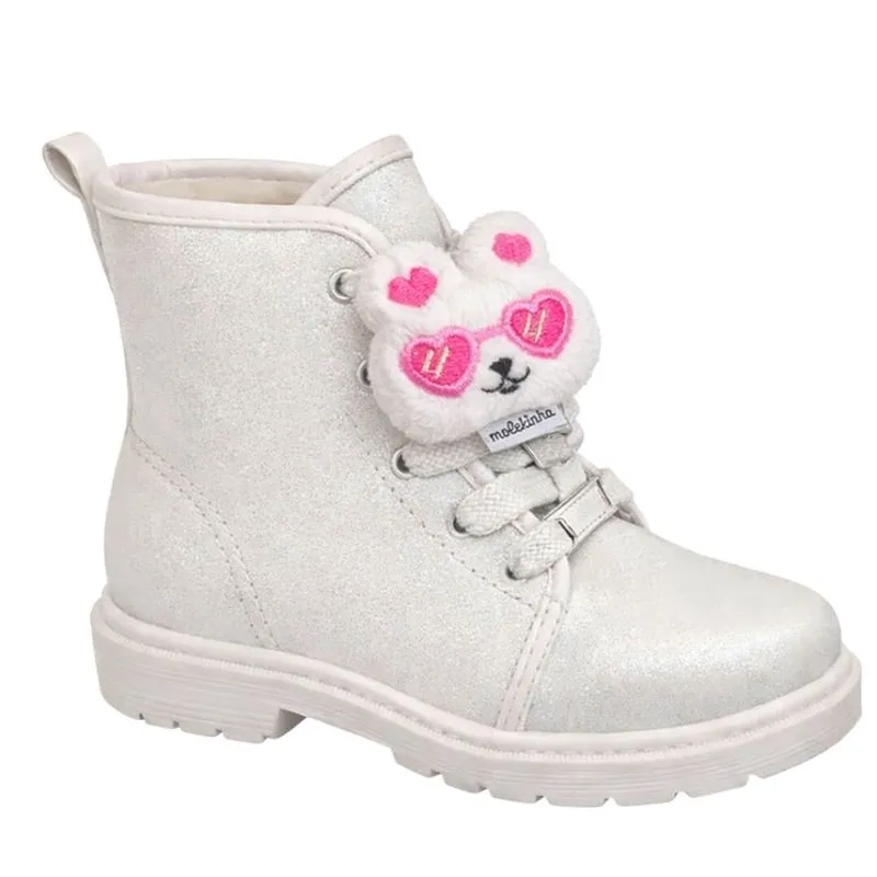 Bota Infantil Menina Molekinha 26 / BRANCO OFF/GLITTER