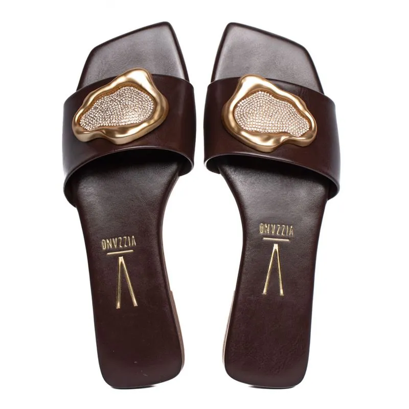 Chinelo Rasteira Feminino Vizzano Napa Garda Marrom Escuro - 37