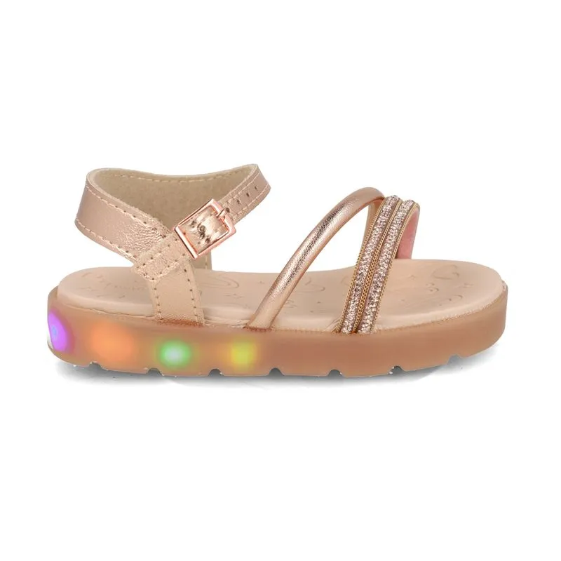 Sandália Molekinha Brilho Mágico LED Infantil Ouro Rosado 22