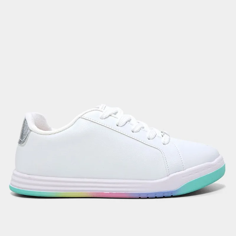Tênis Infantil Molekinha Menina - Menina - Branco+prata