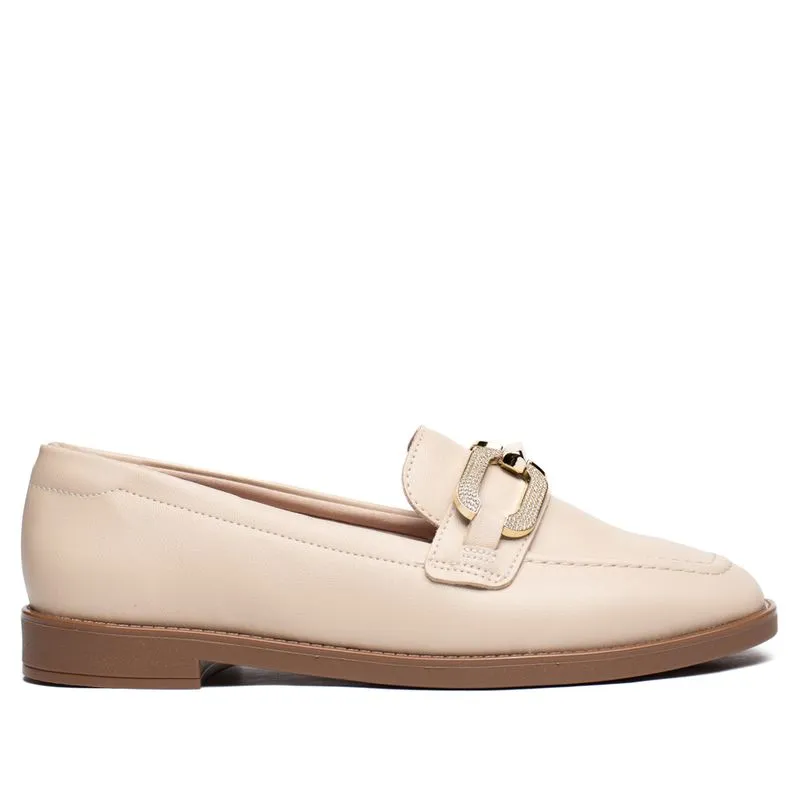 Mocassim Feminino Beira Rio Napa Turim Creme/Dourado - 34