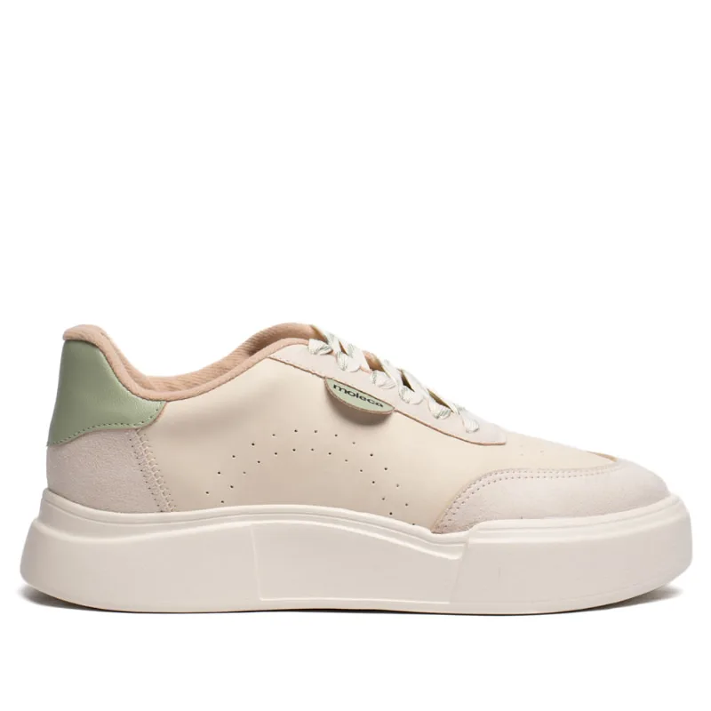Tênis Feminino Moleca Flatform Nobuck Branco/Verde - 35