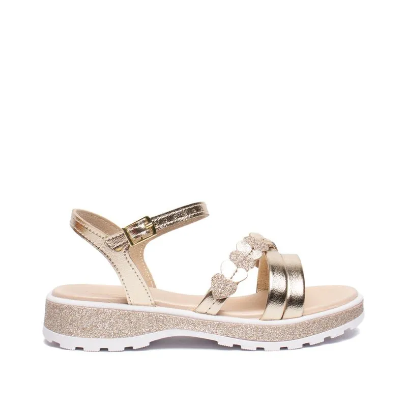 Sandália Infantil Molekinha Flatform Tira Corações Brilho - 27