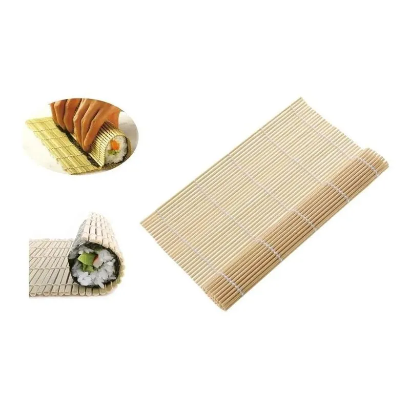 2x Sushi Mat Esteira Enrolar Sushi 24cm Quadrado Bambu Sudar