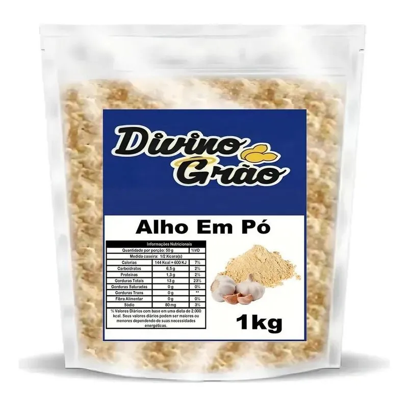 5x Alho Em Pó Tempero Moído 1kg - Puro Sabor - Aroma Natur
