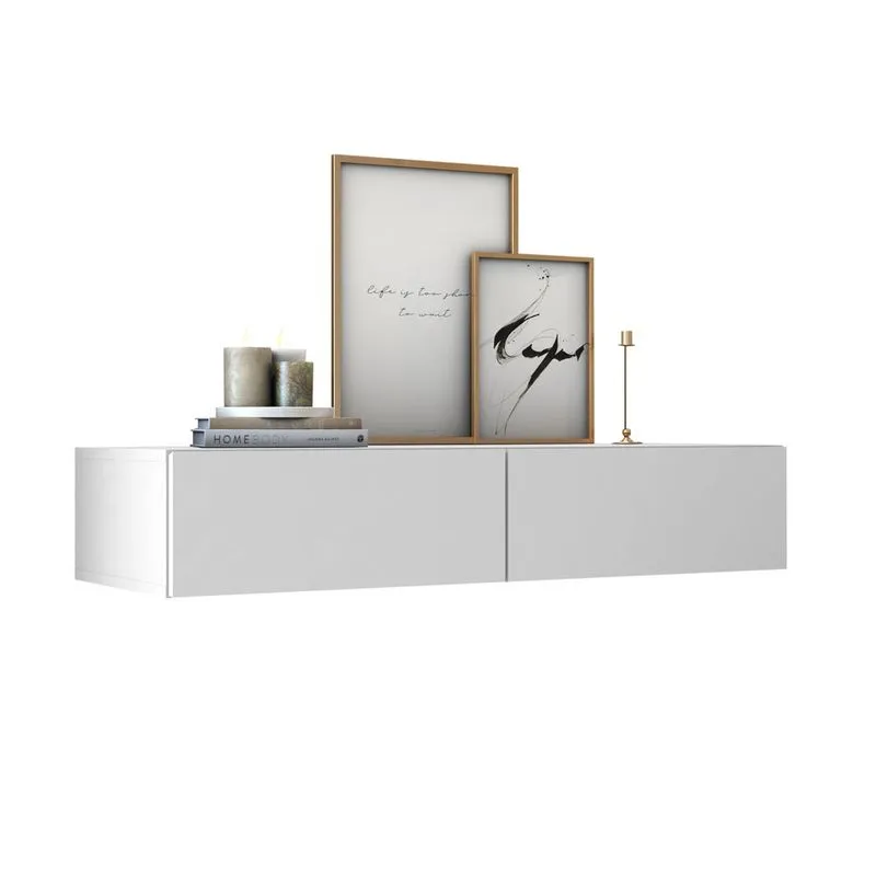 Aparador buffet suspenso 2 gavetas bancada eros 90cm luxo