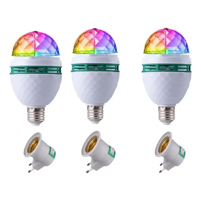 2x Kit 3 Lampada De Led Giratoria Led Dj Strobo Festas Event