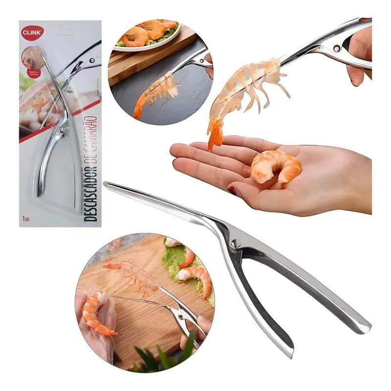 3x Descascador De Camarão De Inox Na Cartela