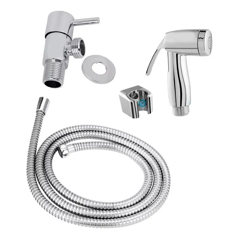 3x Kit Ducha Higienica Cromada Registro 1/4 Volta Cliq On