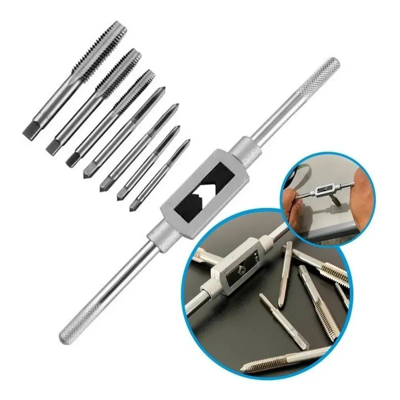 2x Jogo De Macho 8 Peças Para Abrir Roscas 3 A 12 Mm