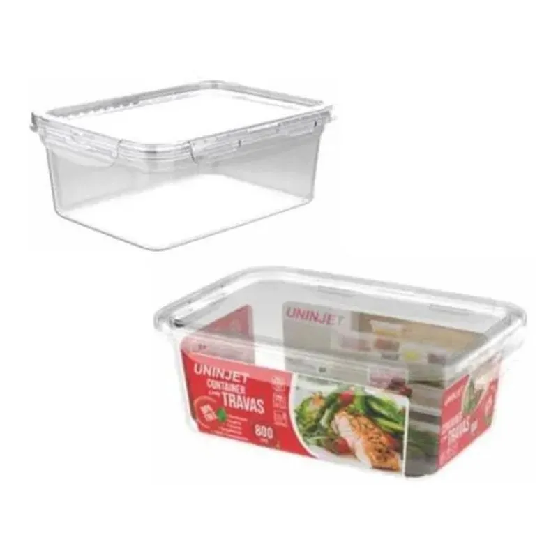 5x Kit 3 Potes Retangulares 800ml Freezer Microondas Marmita