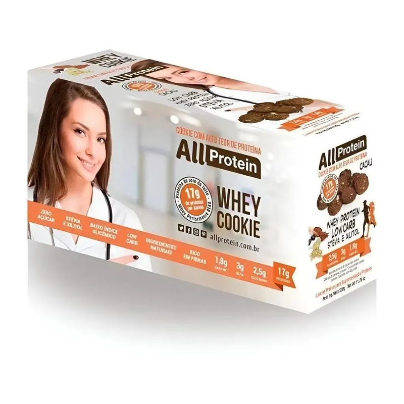 5x Caixa De Whey Cookie De Cacau 8 Unidades De 40g All Pro
