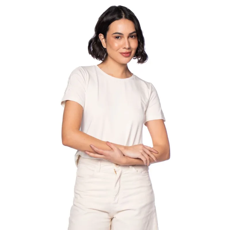 Blusa Feminina Olho Fatal Bordado Floral Toque Suave - GG