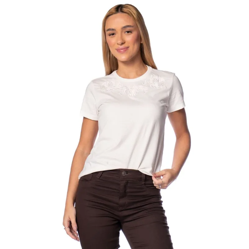 Blusa Feminina Olho Fatal Bordado Floral Off White - G
